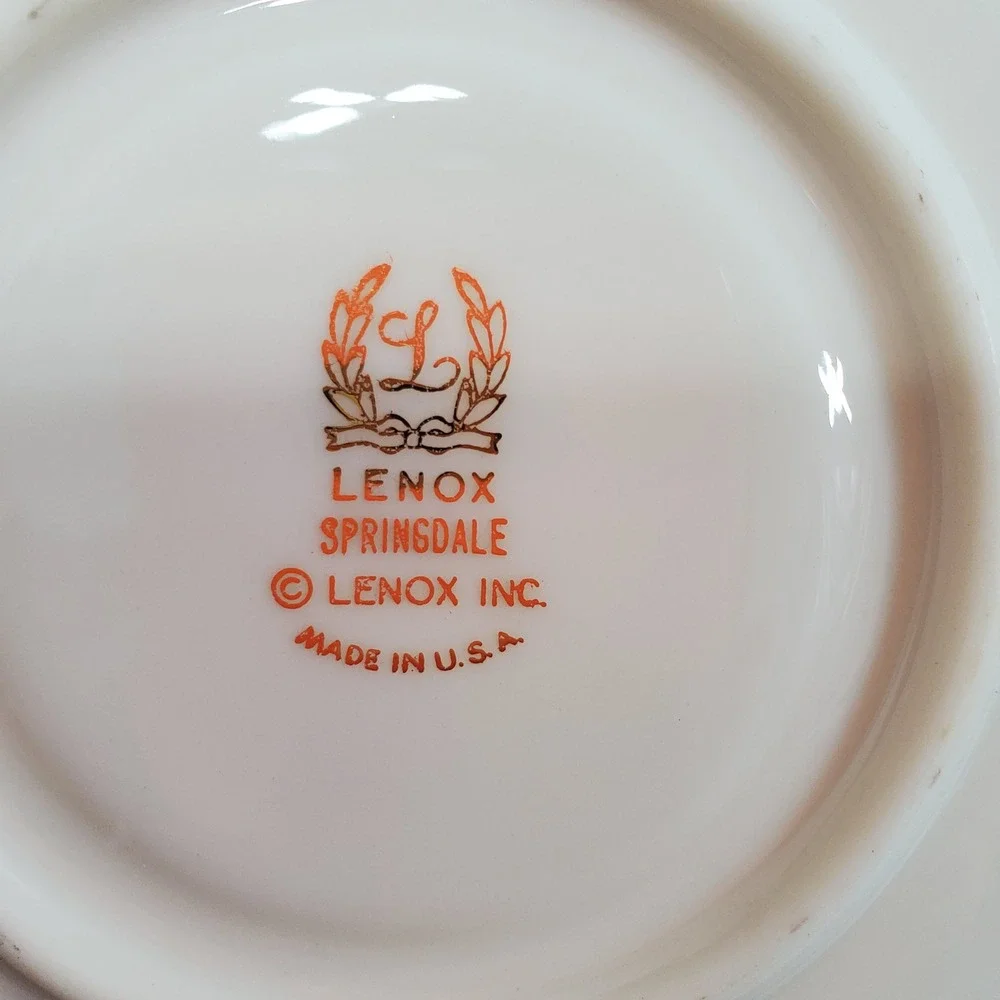 Lenox Springdale Saucer Cup Salad Dinner & Bread Plates 5 Pieces Platinum Trim